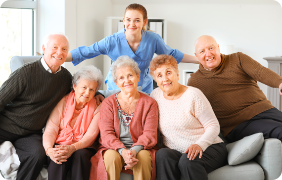 elderly people with caregiver